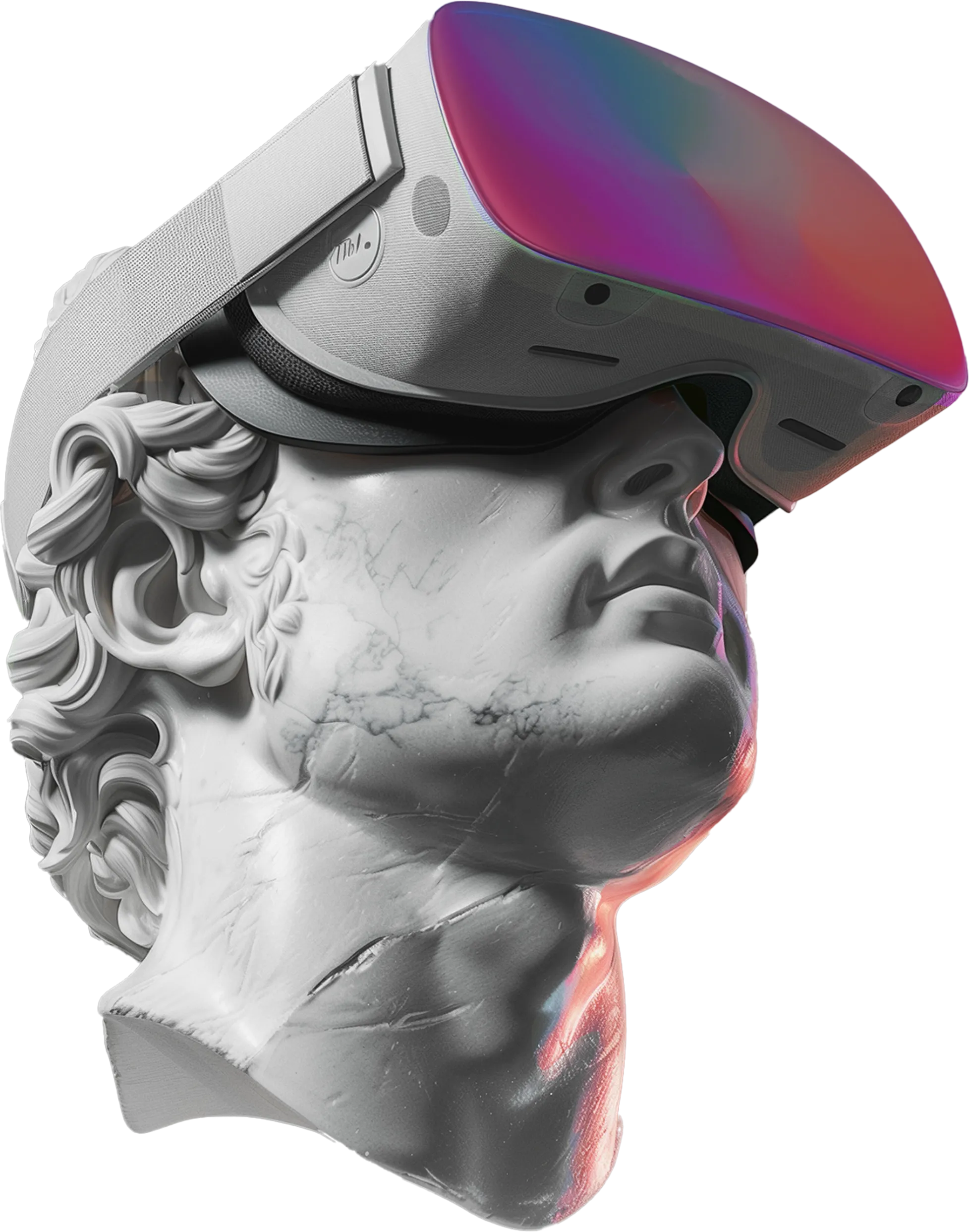 Une illustration d'une tête de statue romaine avec un casque vr